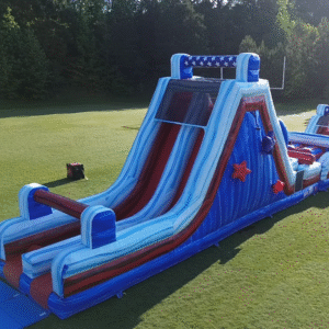 40′ Red White and Blue Inflatable Obstacle Course